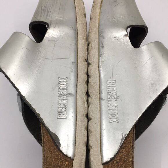 Birkenstock Arizona Birko-Flor Metallic Champagne Light Gold Soft Footbed EU 38 - Picture 9 of 16